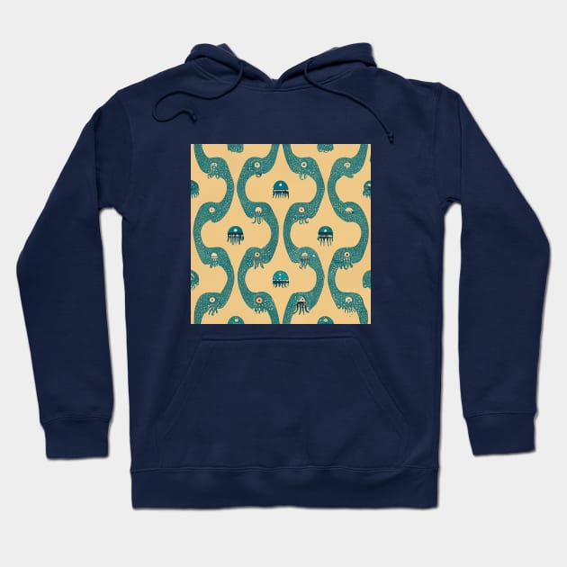 Octopus Pattern Hoodie by Retro Travel Design